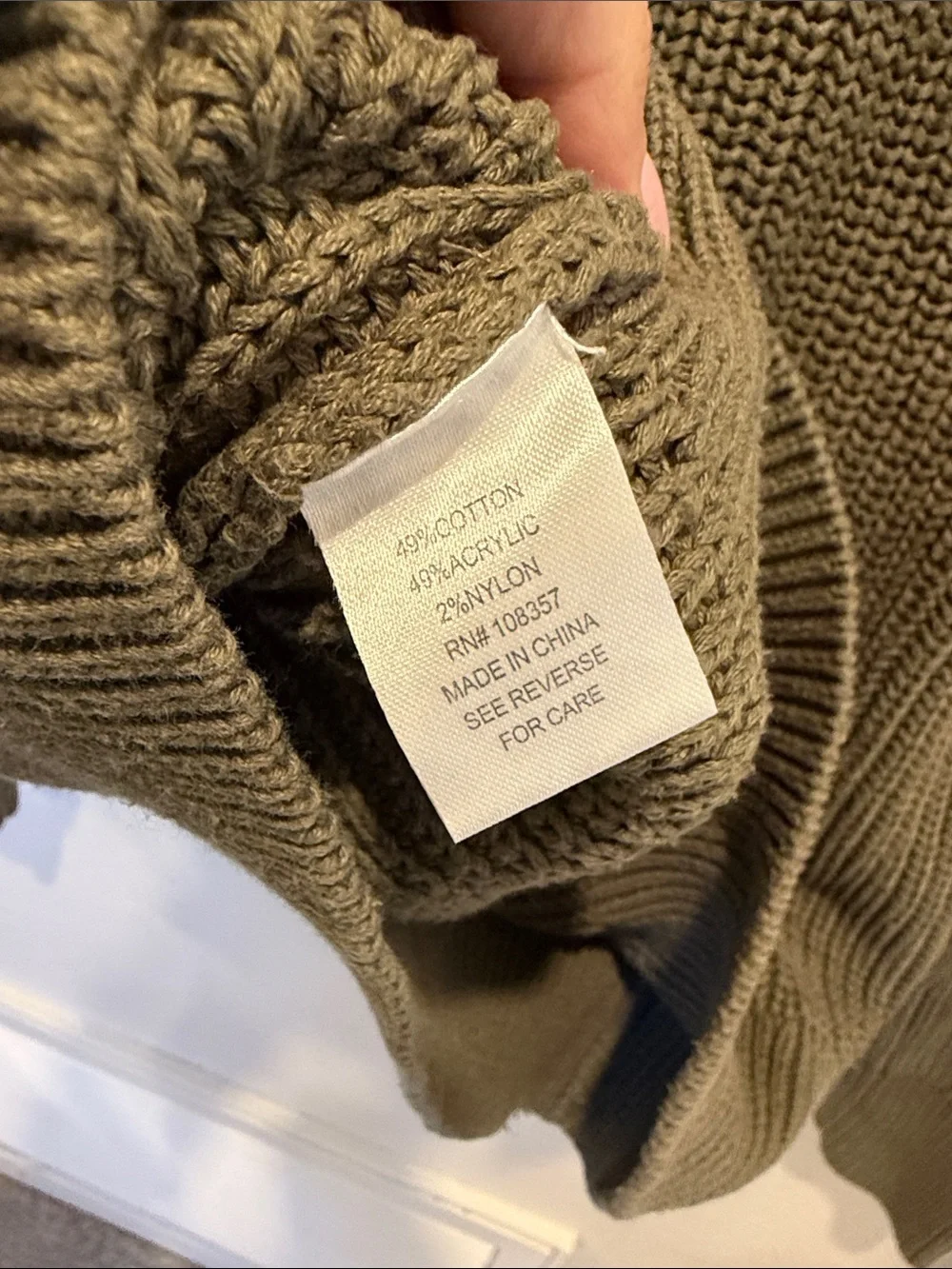 Evereve Chunky Knit Sweater – Olive Green Cozy Fall‎ Essential SZ Small
